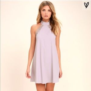 Lulus LAVENDER LACE HALTER DRESS